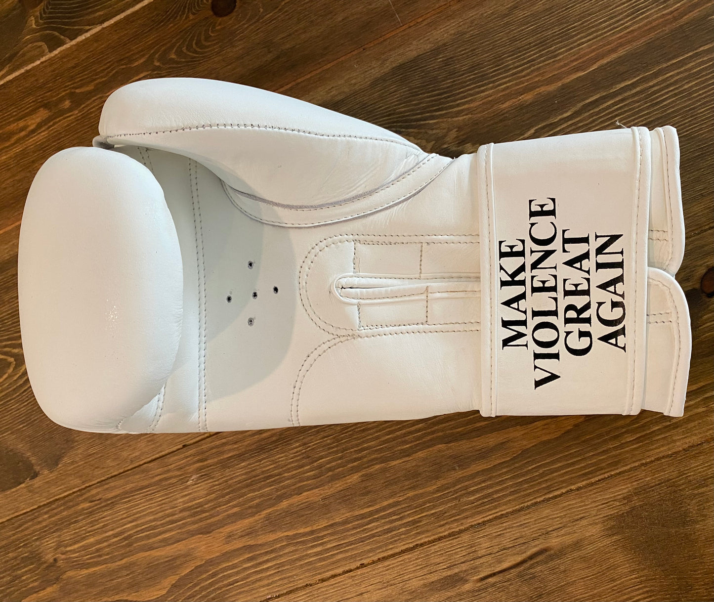 Make Violence Great Again White Leather Gloves